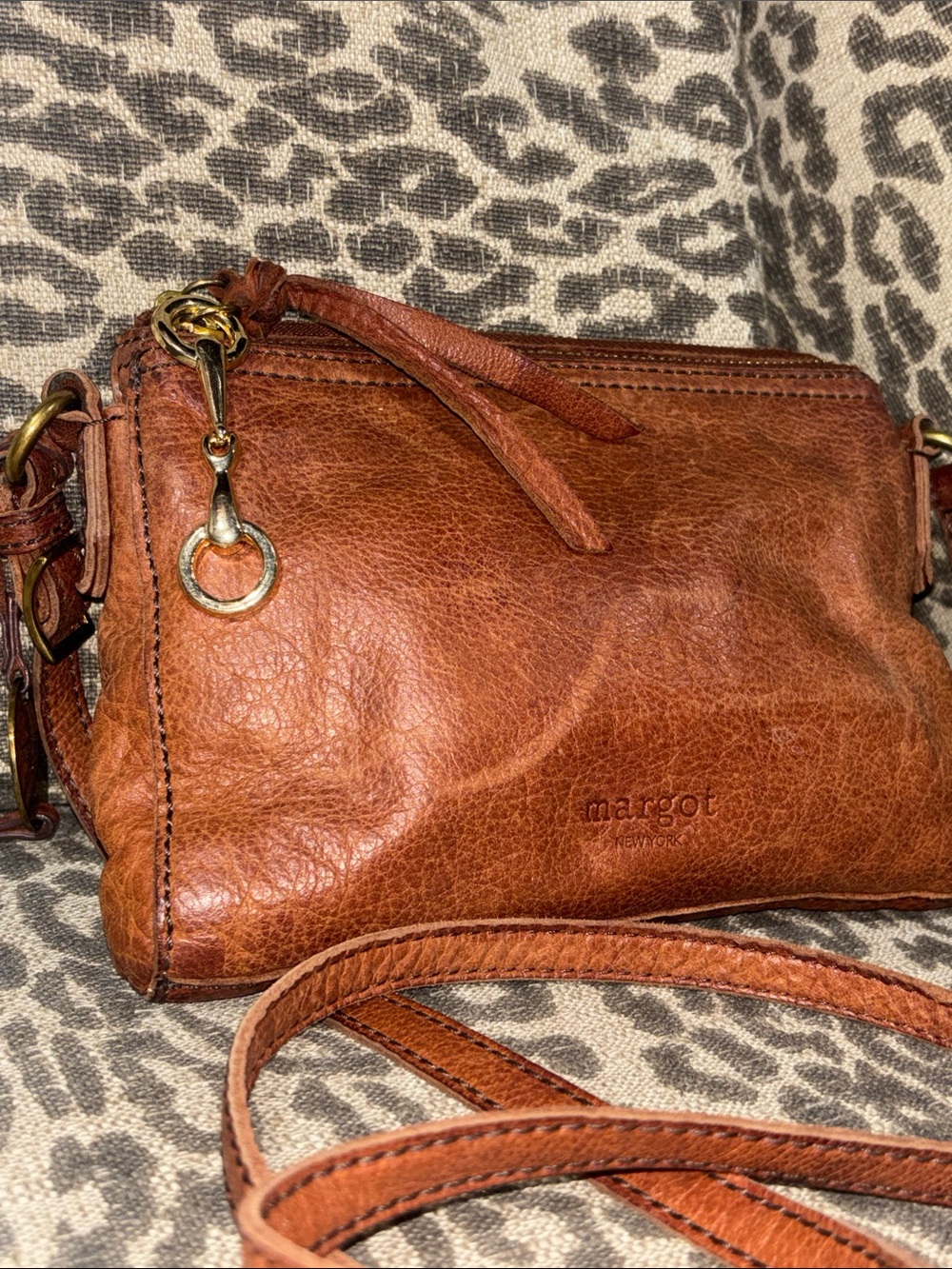 Margot crossbody brown multi pocket soft leather adjustable small minimal purse